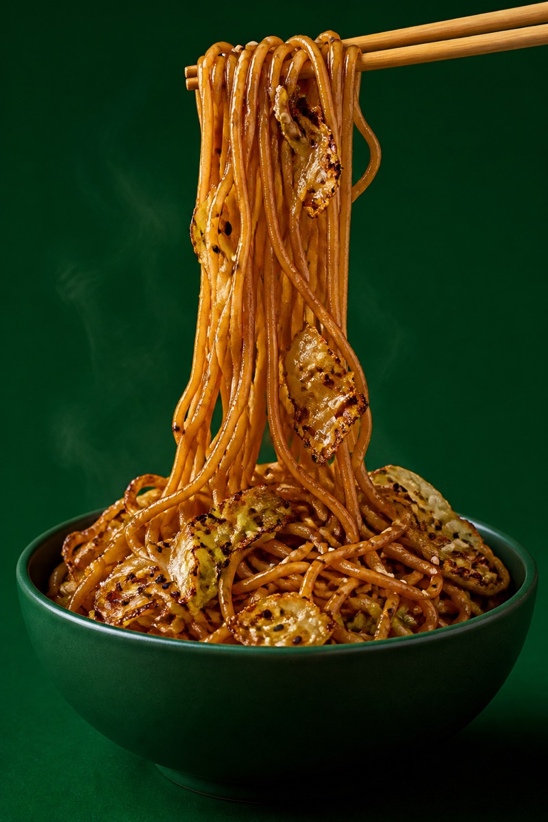 Lo Mein de la Casa — springy noodles with charred cabbage in sesame-soy butter